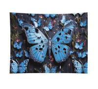 HETVBNS Blue Butterfly Tapestry Wall Hanging - 30"x40" Aesthetic Tapestries Soft Polyester Wall Art Decor Large Tapestry for Bedroom Living Room Dorm Backdrop, Hanging Kit Included
