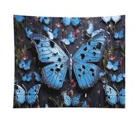 HETVBNS Blue Butterfly Tapestry Wall Hanging - 50"x60" Aesthetic Tapestries Soft Polyester Wall Art Decor Large Tapestry for Bedroom Living Room Dorm Backdrop, Hanging Kit Included
