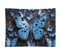 HETVBNS Blue Butterfly Tapestry Wall Hanging - 60"x80" Aesthetic Tapestries Soft Polyester Wall Art Decor Large Tapestry for Bedroom Living Room Dorm Backdrop, Hanging Kit Included