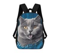 HETVBNS Blue Cat Backpack for Women Men, Durable 600D Polyester Bookbag with Large Capacity, Lightweight 17 Inch Laptop Backpack Minimalism Casual Daypack for Work, Travel