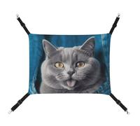 HETVBNS Blue Cat Pet Hammock for Cats & Dogs, Soft Breathable Canvas Hanging Hammock with Adjustable Straps, Comfortable & Durable Hanging Bed for Small to Medium Pets