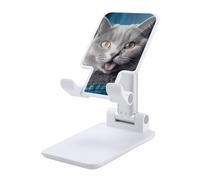 HETVBNS Blue Cat Phone Stand for Desk - Adjustable & Foldable Tablet Stand Portable Cell Phone Stand Holder Compatible with 4-13" Smartphones, Tablets