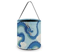 HETVBNS Blue Dragon Candy Bag Halloween Trick Or Treat Bucket 7.9x8.3in, Reusable Gift Bags for Party Holiday Wedding