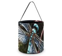 HETVBNS Blue Dragonfly Candy Bag Halloween Trick Or Treat Bucket 7.9x8.3in, Reusable Gift Bags for Party Holiday Wedding
