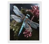 HETVBNS Blue Dragonfly Diamond Painting Kits for Adults, Full Round Drill DIY Diamond Art for Beginners, 5D Gem Art and Crafts for Home Wall Decor 16"x20"