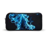 HETVBNS Blue Flame Pencil Case Large Capacity, Durable Pencil Pouch Portable Small Cosmetic Bag with Metal Zipper, Simple Makeup Pouch Aesthetic Toiletry Bag for Travel Office