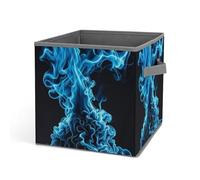 HETVBNS Blue Flame Storage Bins 10.6 Inch, Oxford Fabric Foldable Storage Cube Organizer Basket with Handles, Fabric Bins for Closet Shelves, Toys, Clothes, Books, Bedroom