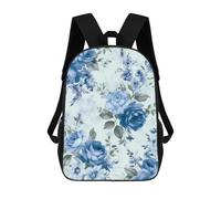 HETVBNS Blue Flower Floral Pattern Roses Backpack for Women Men, Durable 600D Polyester Bookbag with Large Capacity, Lightweight 17 Inch Laptop Backpack Minimalism Casual Daypack for Work, Travel