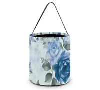 HETVBNS Blue Flower Floral Pattern Roses Candy Bag Halloween Trick Or Treat Bucket 7.9x8.3in, Reusable Gift Bags for Party Holiday Wedding