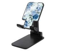HETVBNS Blue Flower Floral Pattern Roses Phone Stand for Desk - Adjustable & Foldable Tablet Stand Portable Cell Phone Stand Holder Compatible with 4-13" Smartphones, Tablets