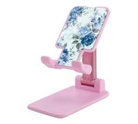 HETVBNS Blue Flower Floral Pattern Roses Phone Stand for Desk - Adjustable & Foldable Tablet Stand Portable Cell Phone Stand Holder Compatible with 4-13" Smartphones, Tablets