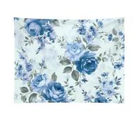 HETVBNS Blue Flower Floral Pattern Roses Tapestry Wall Hanging - 30"x40" Aesthetic Tapestries Soft Polyester Wall Art Decor Large Tapestry for Bedroom Living Room Dorm Backdrop, Hanging Kit Included