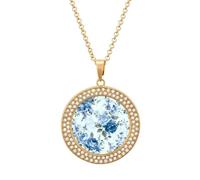 HETVBNS - Blue Flower Necklace, Round Alloy Pendant with Diamond, Elegant Pendant Necklace for Women Men, Una talla, Metal, Alloy.