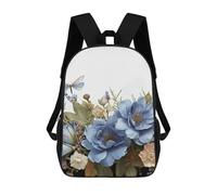 HETVBNS Blue Flowers And Dragonfly Backpack for Women Men, Durable 600D Polyester Bookbag with Large Capacity, Lightweight 17 Inch Laptop Backpack Minimalism Casual Daypack for Work, Travel
