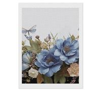 HETVBNS Blue Flowers and Dragonfly Diamond Painting Kits for Adults, Full Round Drill DIY Diamond Art for Beginners, 5D Gem Art and Crafts for Home Wall Decor 12"x16"