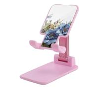 HETVBNS Blue Flowers and Dragonfly Phone Stand for Desk - Adjustable & Foldable Tablet Stand Portable Cell Phone Stand Holder Compatible with 4-13" Smartphones, Tablets