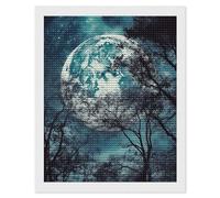 HETVBNS Blue Moon Diamond Painting Kits for Adults, Full Round Drill DIY Diamond Art for Beginners, 5D Gem Art and Crafts for Home Wall Decor 16"x20"