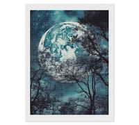 HETVBNS Blue Moon Diamond Painting Kits for Adults, Full Round Drill DIY Diamond Art for Beginners, 5D Gem Art and Crafts for Home Wall Decor 12"x16"