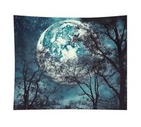 HETVBNS Blue Moon Tapestry Wall Hanging - 50"x60" Aesthetic Tapestries Soft Polyester Wall Art Decor Large Tapestry for Bedroom Living Room Dorm Backdrop, Hanging Kit Included