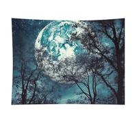 HETVBNS Blue Moon Tapestry Wall Hanging - 60"x80" Aesthetic Tapestries Soft Polyester Wall Art Decor Large Tapestry for Bedroom Living Room Dorm Backdrop, Hanging Kit Included