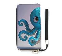 HETVBNS Blue Octopus Tentacles Illustration Wallet, Elegant Wristlet Wallet with Multi-Card Slots, PU Leather Long Purse for Women, Men