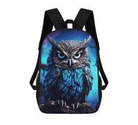 HETVBNS Blue Owl Backpack for Women Men, Durable 600D Polyester Bookbag with Large Capacity, Lightweight 17 Inch Laptop Backpack Minimalism Casual Daypack for Work, Travel