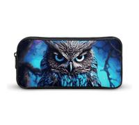 HETVBNS Blue Owl Pencil Case Large Capacity, Durable Pencil Pouch Portable Small Cosmetic Bag with Metal Zipper, Simple Makeup Pouch Aesthetic Toiletry Bag for Travel Office