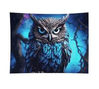 HETVBNS Blue Owl Tapestry Wall Hanging - 30"x40" Aesthetic Tapestries Soft Polyester Wall Art Decor Large Tapestry for Bedroom Living Room Dorm Backdrop, Hanging Kit Included