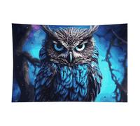 HETVBNS Blue Owl Tapestry Wall Hanging - 40"x60" Aesthetic Tapestries Soft Polyester Wall Art Decor Large Tapestry for Bedroom Living Room Dorm Backdrop, Hanging Kit Included
