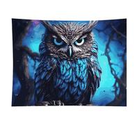 HETVBNS Blue Owl Tapestry Wall Hanging - 60"x80" Aesthetic Tapestries Soft Polyester Wall Art Decor Large Tapestry for Bedroom Living Room Dorm Backdrop, Hanging Kit Included