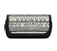 HETVBNS Boho Triangle Stripes Pencil Case Extra Large, Double Layer Pencil Pouch with Zipper, Portable Cosmetic Bags for Travel, Office Stationery Organizer for Women Men