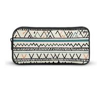 HETVBNS Boho Triangle Stripes Pencil Case Large Capacity, Durable Pencil Pouch Portable Small Cosmetic Bag with Metal Zipper, Simple Makeup Pouch Aesthetic Toiletry Bag for Travel Office