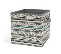 HETVBNS Boho Triangle Stripes Storage Bins 10.6 Inch, Oxford Fabric Foldable Storage Cube Organizer Basket with Handles, Fabric Bins for Closet Shelves, Toys, Clothes, Books, Bedroom