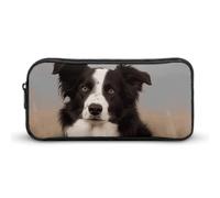 HETVBNS Border Collie Pencil Case Large Capacity, Durable Pencil Pouch Portable Small Cosmetic Bag with Metal Zipper, Simple Makeup Pouch Aesthetic Toiletry Bag for Travel Office