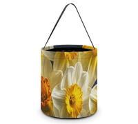 HETVBNS Bouquet of Daffodils Candy Bag Halloween Trick Or Treat Bucket 7.9x8.3in, Reusable Gift Bags for Party Holiday Wedding