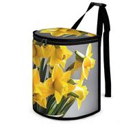 HETVBNS Bouquet of Daffodils Car Trash Can with Lid, Leakproof Hanging Automotive Trash Bin, Waterproof Garbage Storage Bag for Vehicles, RV, Bathroom, Office