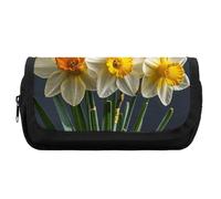 HETVBNS Bouquet of Daffodils Pencil Case Extra Large, Double Layer Pencil Pouch with Zipper, Portable Cosmetic Bags for Travel, Office Stationery Organizer for Women Men