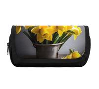 HETVBNS Bouquet of Daffodils Pencil Case Extra Large, Double Layer Pencil Pouch with Zipper, Portable Cosmetic Bags for Travel, Office Stationery Organizer for Women Men