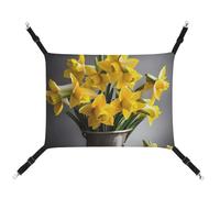HETVBNS Bouquet of Daffodils Pet Hammock for Cats & Dogs, Soft Breathable Canvas Hanging Hammock with Adjustable Straps, Comfortable & Durable Hanging Bed for Small to Medium Pets