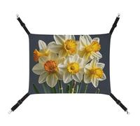 HETVBNS Bouquet of Daffodils Pet Hammock for Cats & Dogs, Soft Breathable Canvas Hanging Hammock with Adjustable Straps, Comfortable & Durable Hanging Bed for Small to Medium Pets