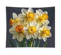 HETVBNS Bouquet of Daffodils Tapestry Wall Hanging - 50"x60" Aesthetic Tapestries Soft Polyester Wall Art Decor Large Tapestry for Bedroom Living Room Dorm Backdrop, Hanging Kit Included