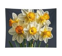 HETVBNS Bouquet of Daffodils Tapestry Wall Hanging - 60"x80" Aesthetic Tapestries Soft Polyester Wall Art Decor Large Tapestry for Bedroom Living Room Dorm Backdrop, Hanging Kit Included