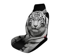 HETVBNS Breathable Black and White Tiger Car Seat Cover Front Seat Protector with Elastic Edge Car Seat Pads Car Interior Accessories Fits SUV Sedan