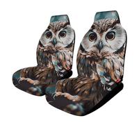 HETVBNS Breathable Car Seat Cover Animal Cute Owl Car Front Seat Protector with Elastic Band Edge Auto Seats Cushions Cars Interior Accessories Fit SUV Sedan Van Truck 2PCS