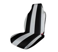 HETVBNS Breathable Car Seat Cover Black and White Stripes Front Car Seat Protector with Elastic Edge Car Seat Pads Car Interior Accessories Fits