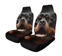 HETVBNS Breathable Car Seat Cover Cool Rottweiler Dog Art Car Front Seat Protector with Elastic Band Edge Auto Seats Cushions Cars Interior Accessories Fit SUV Sedan Van Truck 2PCS
