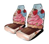 HETVBNS Breathable Car Seat Cover, Cupcakes and Ice Cream, Front Seat Protector with Elastic Edge, Car Seat Cushions, Car Interior Accessories, Fits for