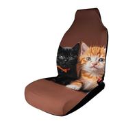 HETVBNS Breathable Car Seat Cover Cute Kitten Black and Orange Cat Car Front Seat Protector with Elastic Band Edge Auto Seats Cushions Cars Interior Accessories Fit SUV Sedan Van Truck 1PCS