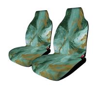 HETVBNS Breathable Car Seat Cover Green Gold Marble Car Front Seat Protector with Elastic Band Edge Auto Seats Cushions Cars Interior Accessories Fit SUV Sedan Van Truck 2PCS
