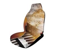 HETVBNS Breathable Car Seat Cover Piano Violin Musical Notes Front Car Seat Protector with Elastic Edge Car Seat Pads Car Interior Accessories